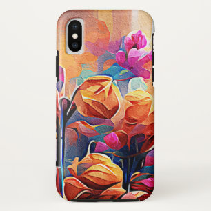 Abstrakte florale Kunst Orange Red Blue Blumen Case-Mate iPhone Hülle