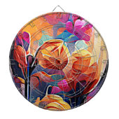 Abstrakte florale Kunst Orange Red Blue Blumen Dartscheibe (vorne)