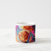 Abstrakte florale Kunst Orange Red Blue Blumen Espressotasse (Vorderseite)