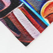 Abstrakte florale Kunst Orange Red Blue Blumen Fleecedecke (Ecke)