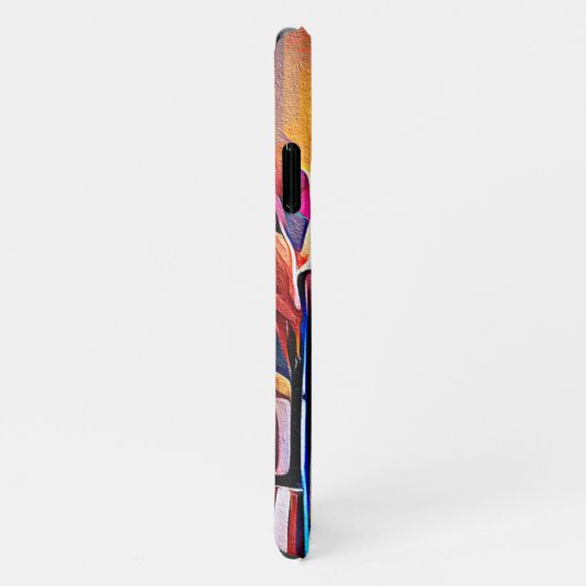 Abstrakte florale Kunst Orange Red Blue Blumen iPhone Hülle (Rechte Seite)