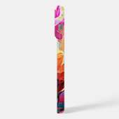 Abstrakte florale Kunst Orange Red Blue Blumen iPhone Hülle (Linke Seite)