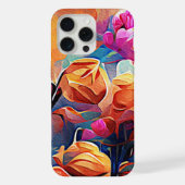 Abstrakte florale Kunst Orange Red Blue Blumen iPhone Hülle (Rückseite)