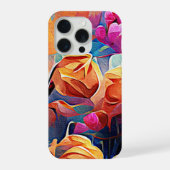 Abstrakte florale Kunst Orange Red Blue Blumen iPhone Hülle (Rückseite)