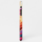 Abstrakte florale Kunst Orange Red Blue Blumen iPhone Hülle (Linke Seite)