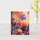 Abstrakte florale Kunst Orange Red Blue Blumen Karte (Gelbe Blume)