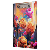 Abstrakte florale Kunst Orange Red Blue Blumen Klemmbrett (Links)