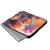 Abstrakte florale Kunst Orange Red Blue Blumen Laptopschutzhülle (Vorne Knopf)