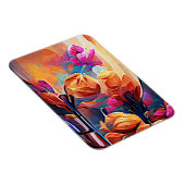 Abstrakte florale Kunst Orange Red Blue Blumen Magnet (Rechte Seite)