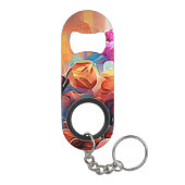 Abstrakte florale Kunst Orange Red Blue Blumen Mini Flaschenöffner (Rückseite)