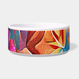 Abstrakte florale Kunst Orange Red Blue Blumen Napf