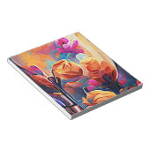 Abstrakte florale Kunst Orange Red Blue Blumen Notizblock (angewinkelt)
