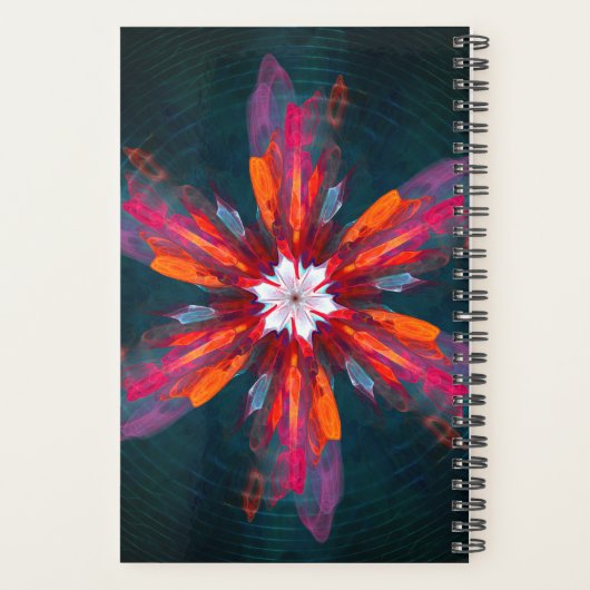 Abstrakte florale Kunst Orange Red Blue Blumen Planer (Rückseite)