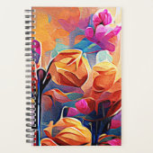 Abstrakte florale Kunst Orange Red Blue Blumen Planer (Vorderseite)