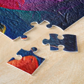 Abstrakte florale Kunst Orange Red Blue Blumen Puzzle (Seite)