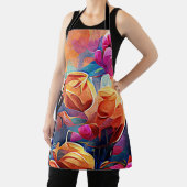 Abstrakte florale Kunst Orange Red Blue Blumen Schürze (InSitu)
