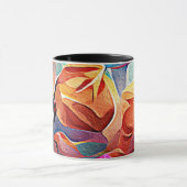 Abstrakte florale Kunst Orange Red Blue Blumen Tasse (Zentrum)