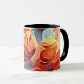 Abstrakte florale Kunst Orange Red Blue Blumen Tasse (VorderseiteRechts)
