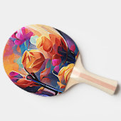 Abstrakte florale Kunst Orange Red Blue Blumen Tischtennis Schläger (Seitenansicht)