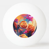 Abstrakte florale Kunst Orange Red Blue Blumen Tischtennisball (Rückseite)