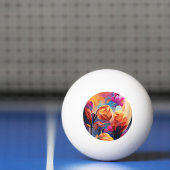 Abstrakte florale Kunst Orange Red Blue Blumen Tischtennisball (Netto)