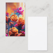 Abstrakte florale Kunst Orange Red Blue Blumen Visitenkarte (Vorne/Hinten)