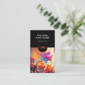 Abstrakte florale Kunst Orange Red Blue Blumen Visitenkarte (Stehend Vorderseite)