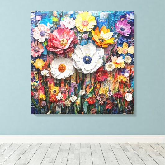 Abstrakte florale Leinwand Art (Insitu (Holzboden))