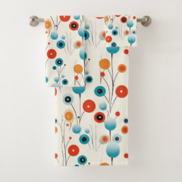 Abstrakte florale Moderne botanische Retro-Blume Badhandtuch Set