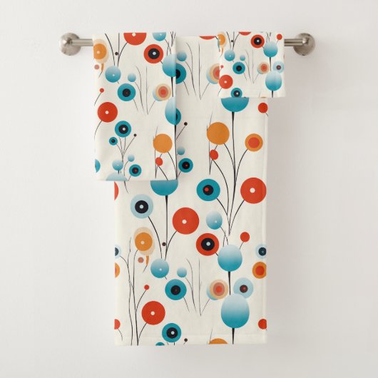 Abstrakte florale Moderne botanische Retro-Blume Badhandtuch Set (Insitu)