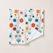 Abstrakte florale Moderne botanische Retro-Blume Badhandtuch Set (Waschlappen)