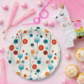 Abstrakte florale Moderne botanische Retro-Blume Pappteller (Party)