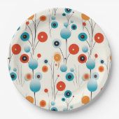 Abstrakte florale Moderne botanische Retro-Blume Pappteller (Vorderseite)