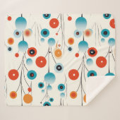 Abstrakte florale Moderne botanische Retro-Blume Sherpadecke (Vorderseite (Horizontal))