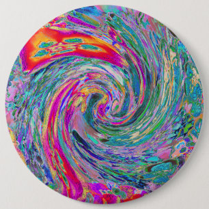 Abstrakte florale psychedelische Regenbogenwellen Button