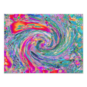 Abstrakte florale psychedelische Regenbogenwellen Fotodruck