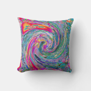 Abstrakte florale psychedelische Regenbogenwellen Kissen