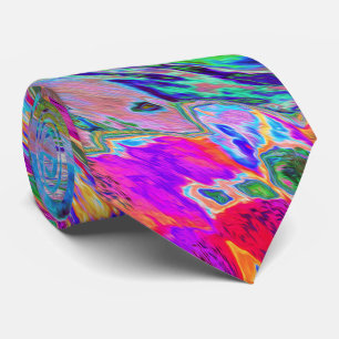 Abstrakte florale psychedelische Regenbogenwellen Krawatte