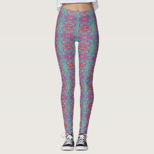 Abstrakte florale psychedelische Regenbogenwellen  Leggings