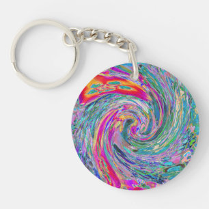Abstrakte florale psychedelische Regenbogenwellen Schlüsselanhänger
