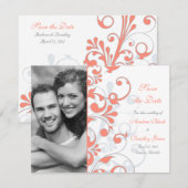 Abstrakte florale Save the Date-Karte Date (Vorne/Hinten)