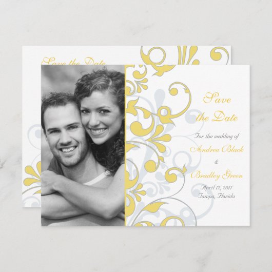 Abstrakte florale Save the Date-Karte Save The Date (Vorne/Hinten)