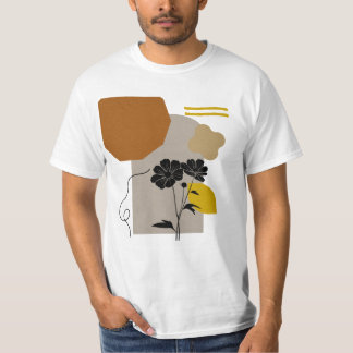 Abstrakte Florale Silhouette in Beige T-Shirt