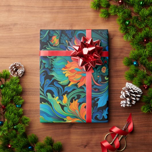 Abstrakte florale Swirl Tapestry kühl lebhaft farb Geschenkpapier (Feiertagsgeschenk)