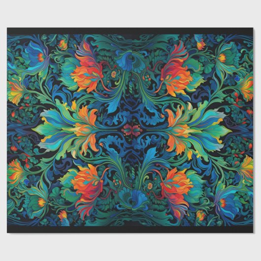 Abstrakte florale Swirl Tapestry kühl lebhaft farb Geschenkpapier (Flach)