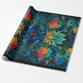 Abstrakte florale Swirl Tapestry kühl lebhaft farb Geschenkpapier (Ungerollt)