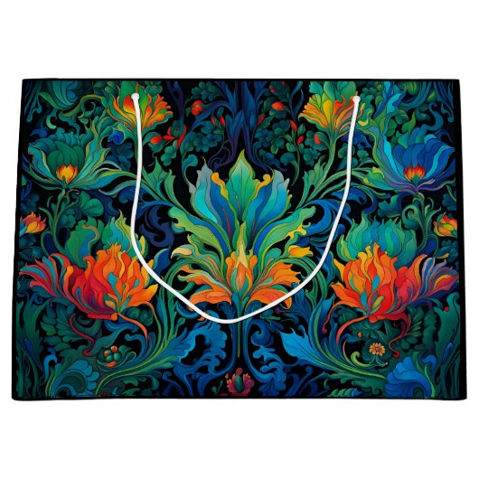 Abstrakte florale Swirl Tapestry kühl lebhaft farb Große Geschenktüte (Vorderseite)