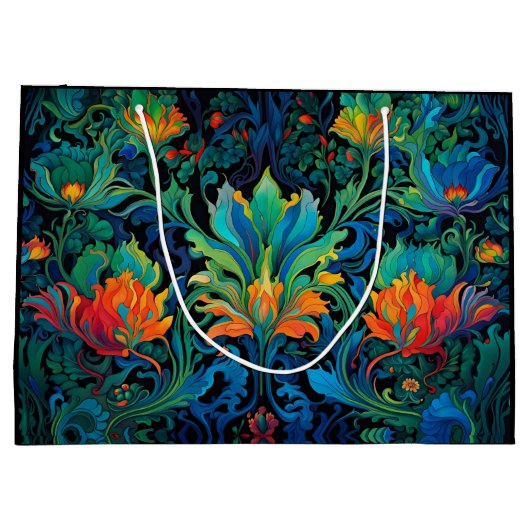 Abstrakte florale Swirl Tapestry kühl lebhaft farb Große Geschenktüte (Rückseite)