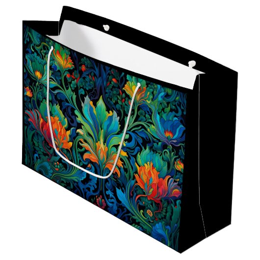 Abstrakte florale Swirl Tapestry kühl lebhaft farb Große Geschenktüte (Vorderseite Schrägansicht)