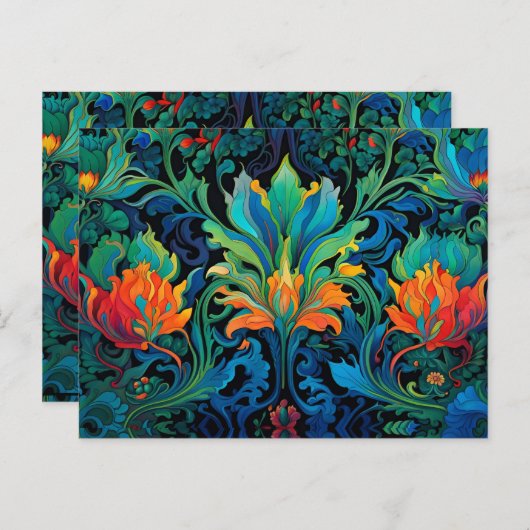 Abstrakte florale Swirl Tapestry kühl lebhaft farb Postkarte